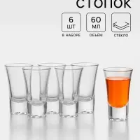 Набор стопок Paşabah&ccedil;e &laquo;Бостон Шотс&raquo;, 60 мл, 6 шт., стекло, прозрачный