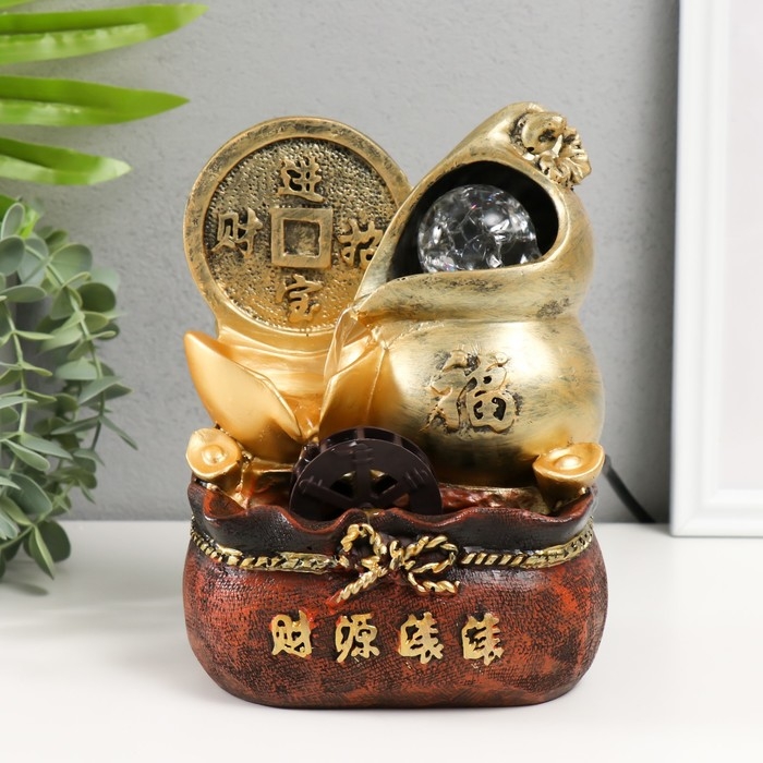 Фонтан настольный от сети Фонтан настольный от сети "Китайская монета богатства" 11х14х20 см