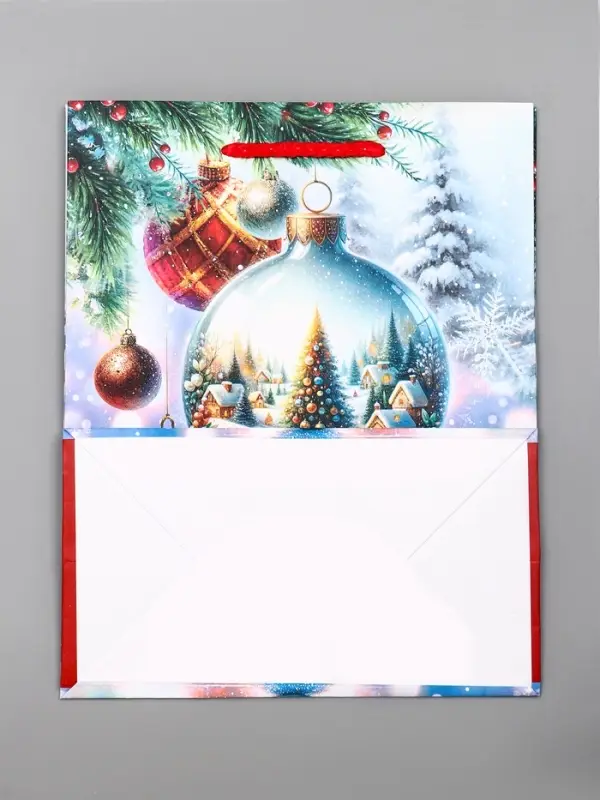 Пакет подарочный новогодний ламинированный, «Ёлка в шаре» , 18×10×22.3 см