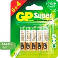 Батарейка GP Super AAA/LR03 24A6/4-2CR10/GP24AA216/4-2CRSBC10&nbsp;10шт/уп.(6+4)