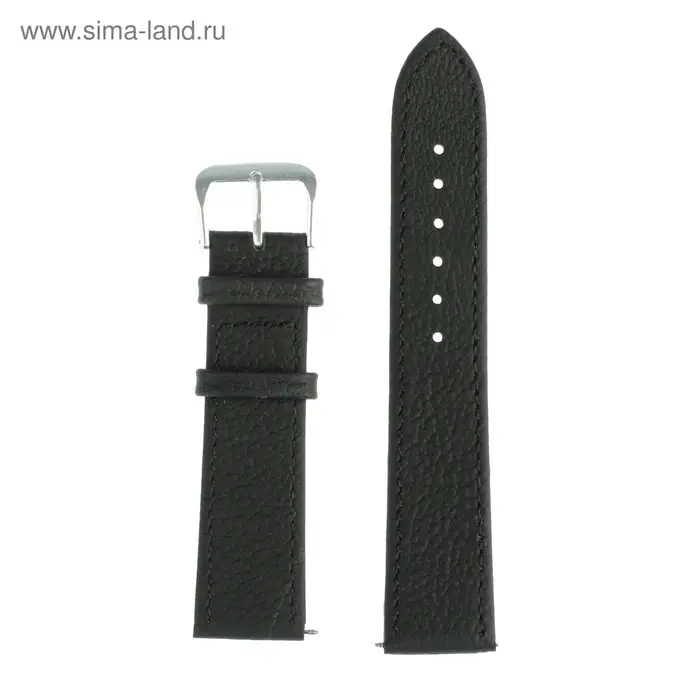 Ремешок для часов &laquo;Соломон&raquo;, 20 мм, натуральная кожа, длина 20 см, чёрный с тиснением