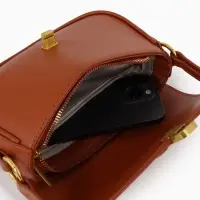 Сумка женская багет TEXTURA на молнии, 21&times;6&times;11 см, коричневая