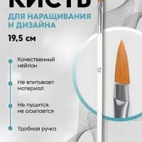 Кисть для наращивания и дизайна ногтей, лепесток, 19.5 см, ворс 5×18 мм, в пластиковом футляре, белая