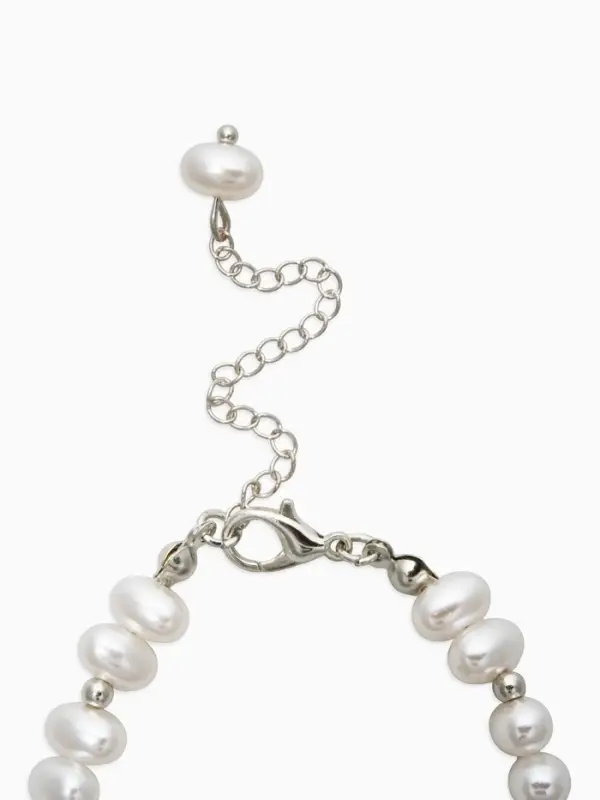 Браслет жемчуг "Рисинкис сердцем" , цвет белый в серебре