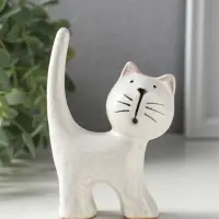 Сувенир керамика "Поющий серый кот" 7,6х3,6х10,6 см