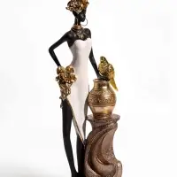 Фигурка декоративная &laquo;Африканка с попугаем&raquo;, 13.5&times;7&times;35 см
