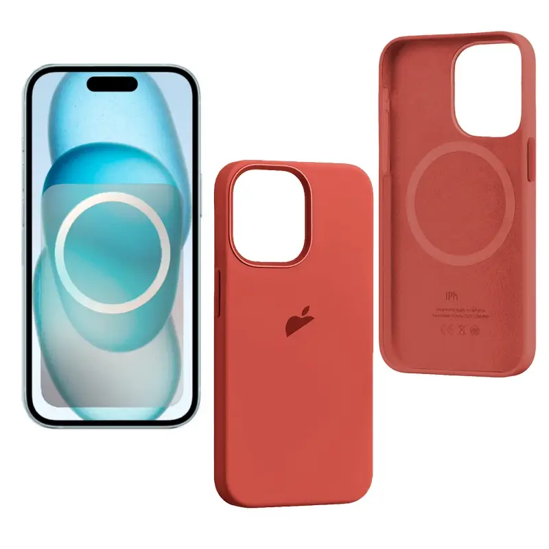 Чехол iPh 15 Pro Max Silicon Case 100% ORG (MagSafe + анимация NFC Clear) c LOGO Guava