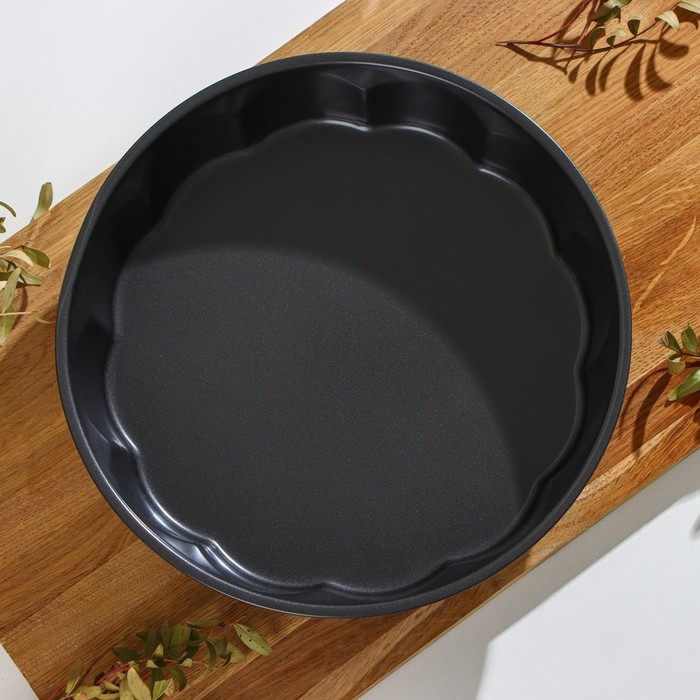 Форма для выпечки Доляна &laquo;Волнистый круг. Жаклин&raquo;, d=28 см, антипригарное покрытие, цвет чёрный