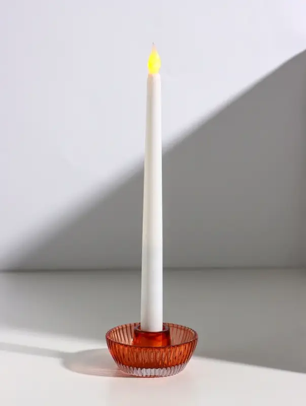 Подсвечник на 1 свечу &laquo;Элегия&raquo;, стекло, оранж d=2.5 см, 8.3&times;8.3&times;4 см