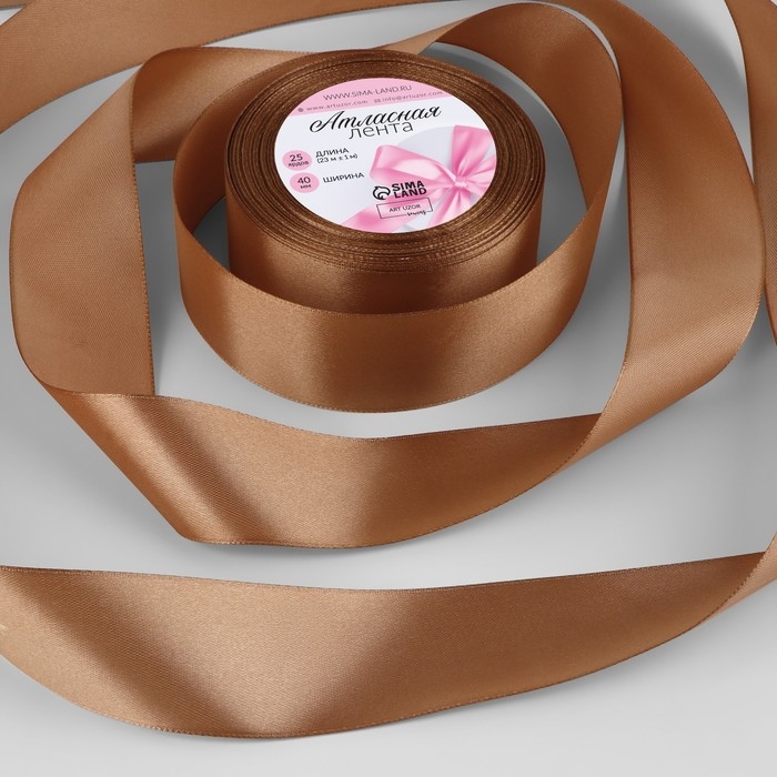 Лента атласная, 40 мм × 23 ± 1 м, цвет бронзовый №117 Лента атласная, 40 мм × 23 ± 1 м, цвет бронзовый №117