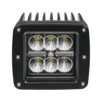 Фара светодиодная квадратная, 6 LED рассеяный свет, 18W, (82х75х75) 12/24V