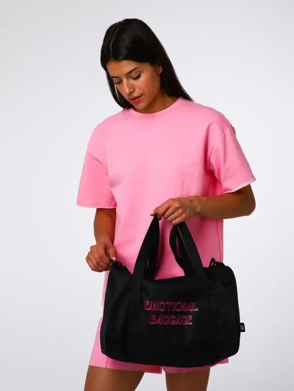 Сумка спортивная TEXTURA на молнии с подкладкой, длинный ремень, маленький размер, чёрная