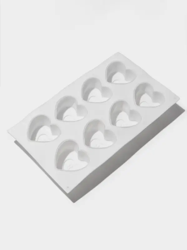 Форма для муссовых десертов Доляна &laquo;Сердце&raquo;, силикон, 29&times;17&times;4.3 см, 8 ячеек (5.5&times;6.2&times;3.5 см), белая