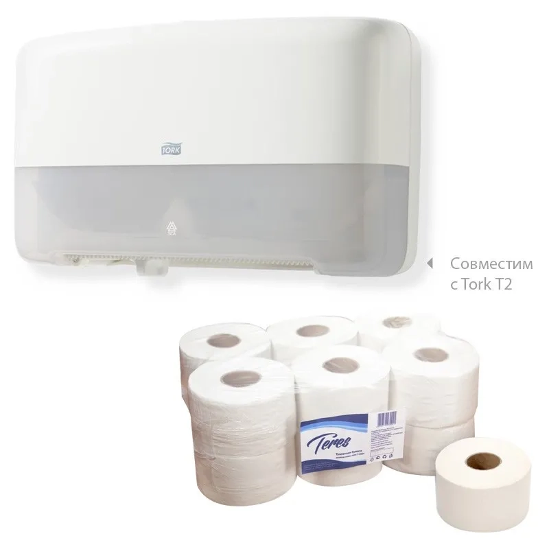 Бумага туалетная д/дисп Терес Эконом мини 1сл бел втор 200м 12рул/уп_T-0024