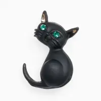 Брошь &laquo;Котёнок&raquo;, чёрная, глянцевая в золоте