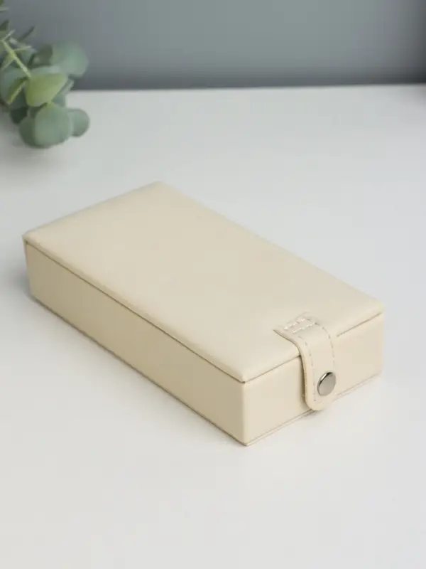 Шкатулка для часов 2 отделения и украшений &laquo;Ромбы белые&raquo;, кожзам, матовая, 8.5&times;25&times;25 см