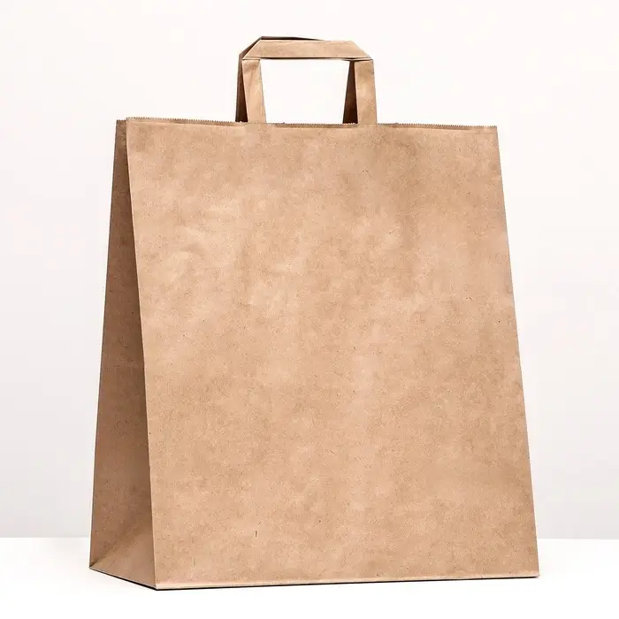 Пакет крафт без печати 32×18×32 см, плоская ручка Пакет крафт без печати 32×18×32 см, плоская ручка