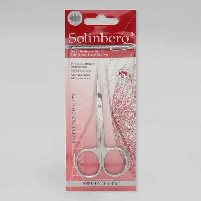 Ножницы маникюрные, для кутикулы, загнутые, узкие, 10 см, на блистере, цвет матовый серебристый, 052