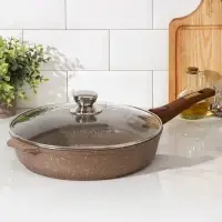 Сковорода Мечта &laquo;Гранит Brown&raquo;, d=30 см, стеклянная крышка, съёмная ручка, антипригарное покрытие, литой алюминий, коричневая