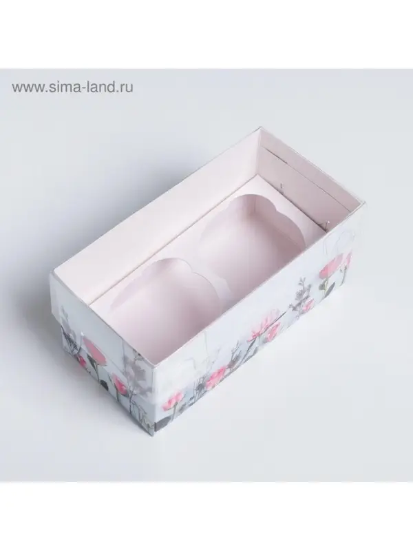 Коробка для капкейков, кондитерская упаковка, 2 ячейки «Present», 16 х 8 х 7.5 см Коробка для капкейков, кондитерская упаковка, 2 ячейки «Present», 16 х 8 х 7.5 см