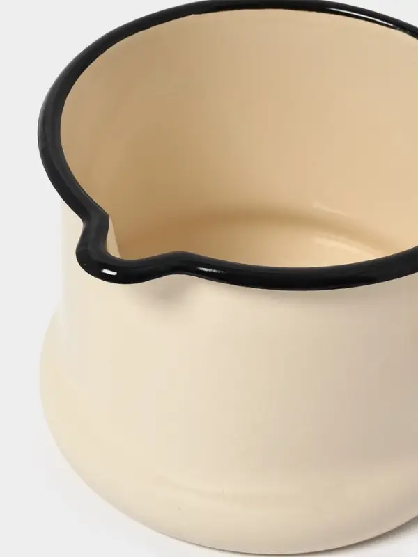 Ковш эмалированный, 1 л, с крышкой, без декора, слоновой кости