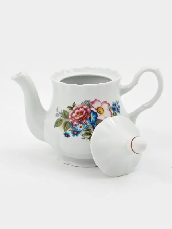 Чайник заварочный Добрушский завод &laquo;Букет цветов&raquo;, 800 мл, фарфор, белый