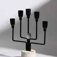 Подсвечник на 5 свечей &laquo;Канделябр. Пятизубец&raquo;, d=2 см, чёрный, 21&times;7&times;26.8 см