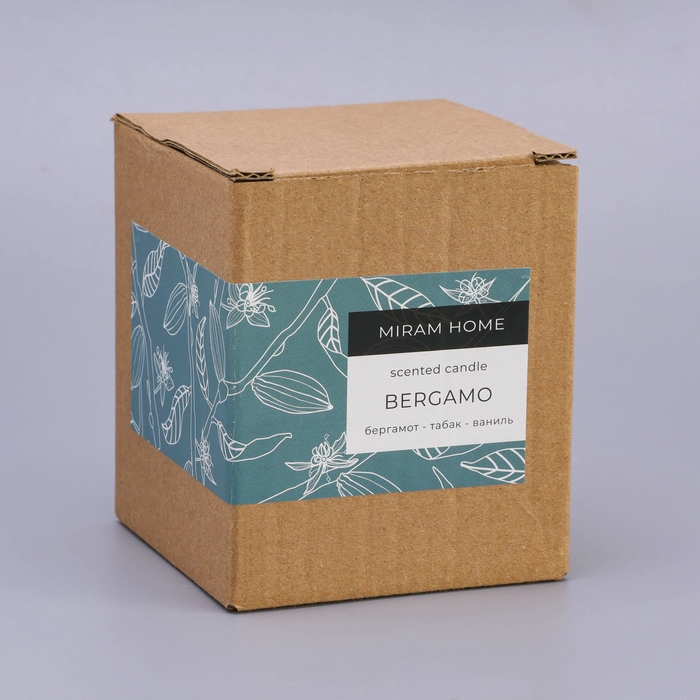 Свеча ароматическая в стекле  Свеча ароматическая в стекле "BERGAMO", табак, бергамот и ваниль, 200 г
