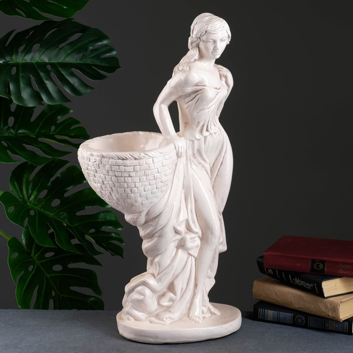 Фигура с кашпо Фигура с кашпо "Девушка с корзиной" состаренный, 1л / 30х64х32см