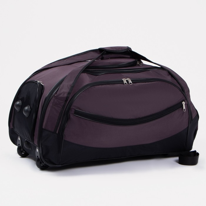 Сумка дорожная на колёсах, отдел на молнии, отдел для обуви, 3 наружных кармана, длинный ремень, цвет чёрный/коричневый Сумка дорожная на колёсах, отдел на молнии, отдел для обуви, 3 наружных кармана, длинный ремень, цвет чёрный/коричневый