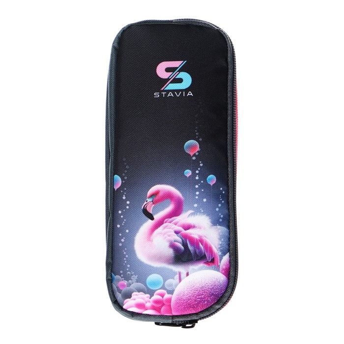 Пенал мягкий, 2 отделения, объёмный, 90 х 220 х 40 мм, Stavia Пенал мягкий, 2 отделения, объёмный, 90 х 220 х 40 мм, Stavia "Фламинго" серый/розовый 86225