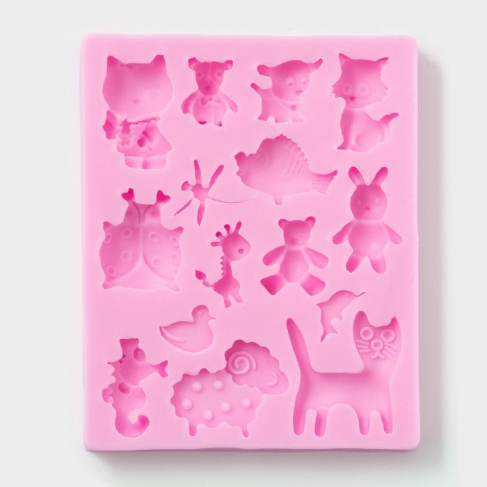 Молд Доляна «Зверята», 9,5×7,5×1 см, цвет розовый Молд Доляна «Зверята», 9,5×7,5×1 см, цвет розовый