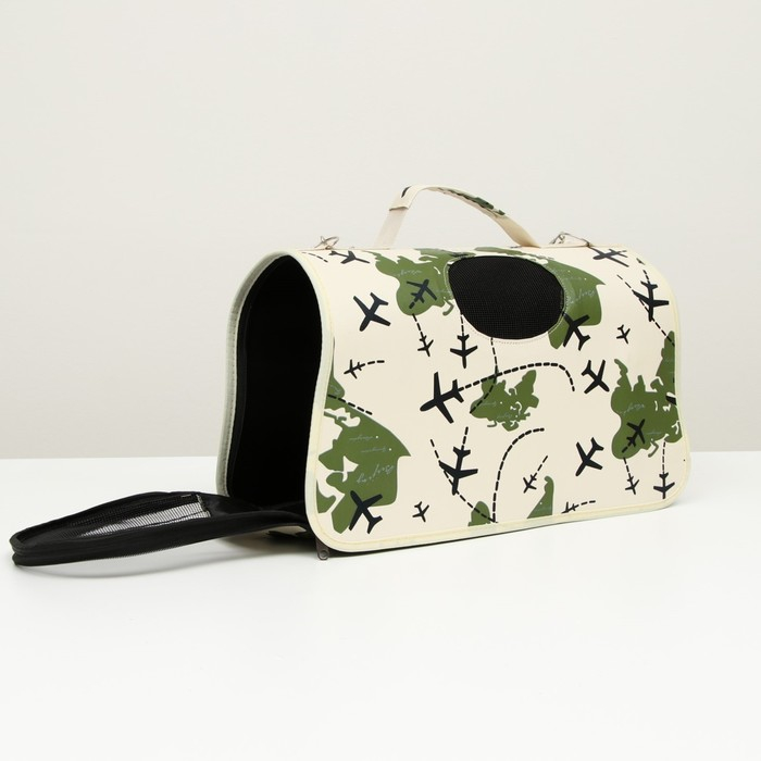 Сумка - переноска для животных  Сумка - переноска для животных "Самолеты", белая, размер S, 37,5 х 17 х 22 см