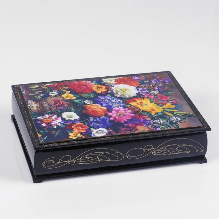 Шкатулка «Букет в вазе», 16×22 см, лаковая миниатюра, микс Шкатулка «Букет в вазе», 16×22 см, лаковая миниатюра, микс