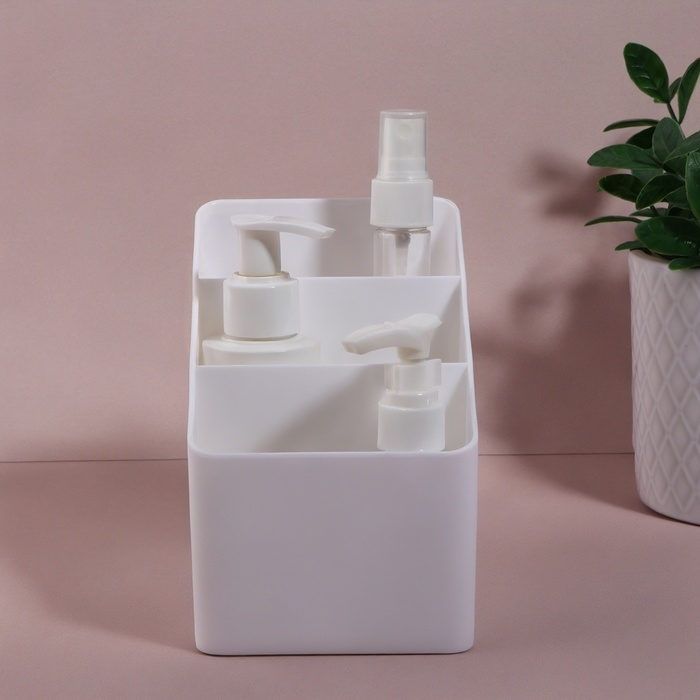 Органайзер для хранения &laquo;WHITE&raquo;, 3 секции, 14,5 &times; 9 &times; 13 см, цвет белый