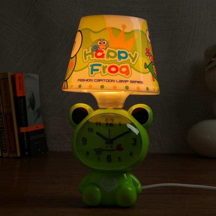 Часы-светильник Часы-светильник "Весёлая лягушка", с будильником, дискретный ход