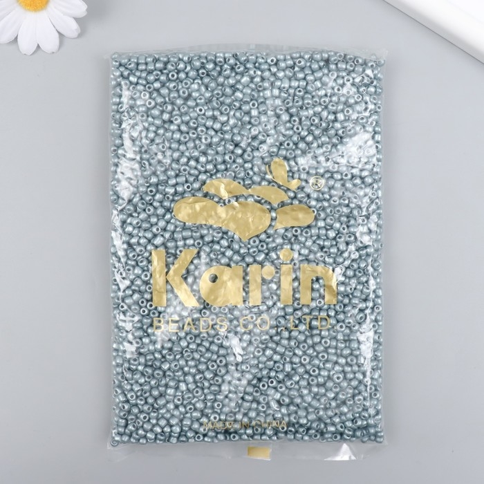 Бисер стекло 6/0  Бисер стекло 6/0 "Серо-бирюзовый" металлик 450 гр