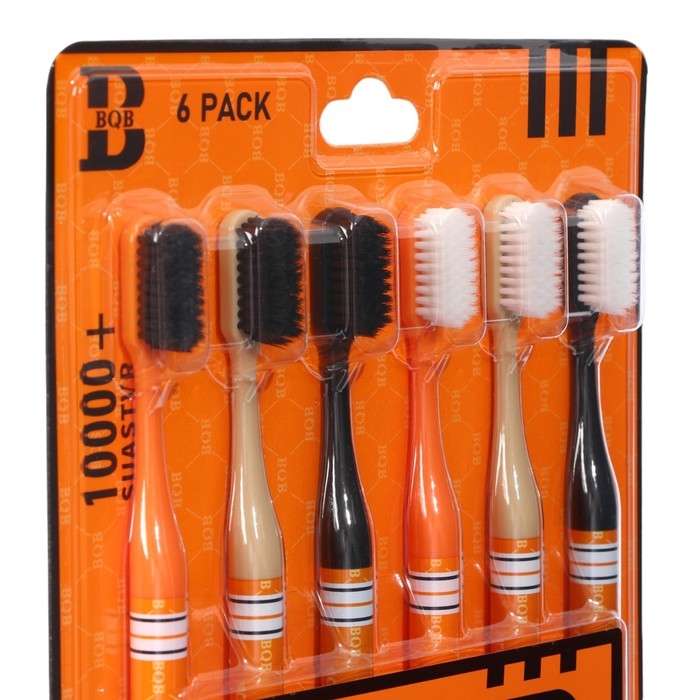Набор из 6 зубных щеток,10000 щетинок, ораньжевые, жесткость мягкая