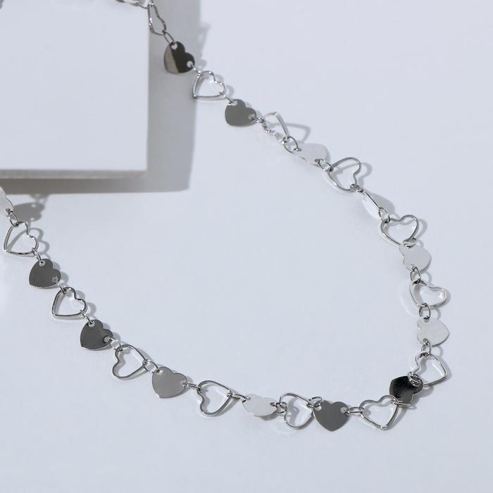 Чокер «Металлика» сердца, цвет серебро, L=30 Чокер «Металлика» сердца, цвет серебро, L=30