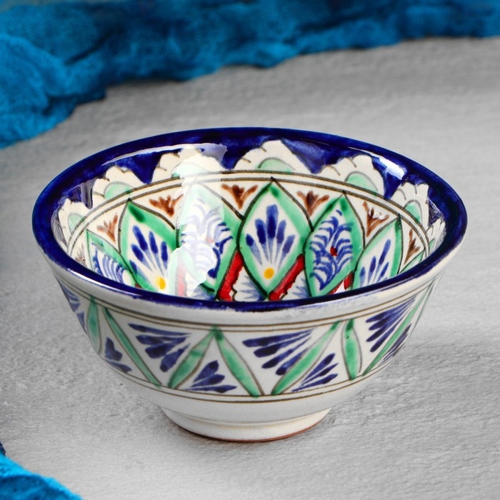 Пиала чайная Риштанская керамика  Пиала чайная Риштанская керамика "Узоры" большая, 11 см, микс