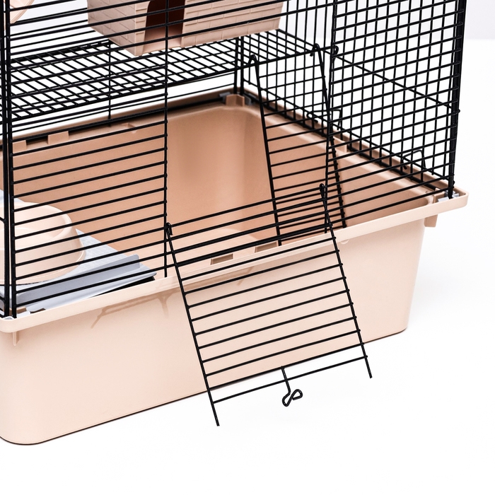 Клетка для грызунов Клетка для грызунов "Пижон" №10, 2 этажа, разборная, 42 х 30 х 37см (+домик,колесо,миска), бежевая