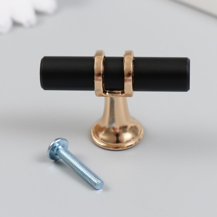 Ручка для шкатулки металл Ручка для шкатулки металл "Минимализм" чёрная с золотом 2х5х3,5 см