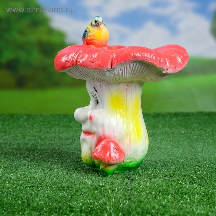 Садовая фигура  Садовая фигура "Гриб с синичкой" 19х20х21см