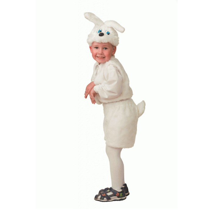 Карнавальный костюм «Заяц белый», мех, маска, жилет, шорты, р. 28, рост 110 см Карнавальный костюм «Заяц белый», мех, маска, жилет, шорты, р. 28, рост 110 см