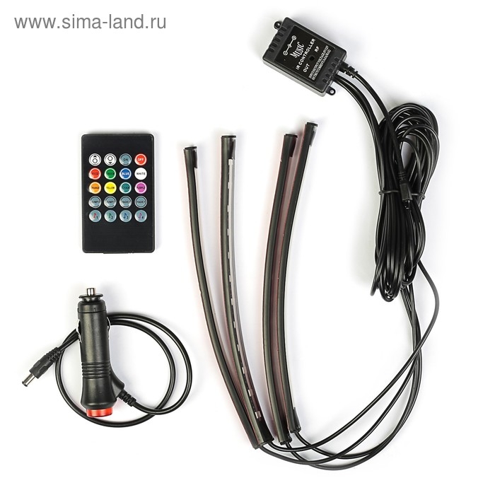 Подсветка салона 12 LED-5050, 22 см, пульт, светомузыка, мультисвет RGB, 4 шт Подсветка салона 12 LED-5050, 22 см, пульт, светомузыка, мультисвет RGB, 4 шт