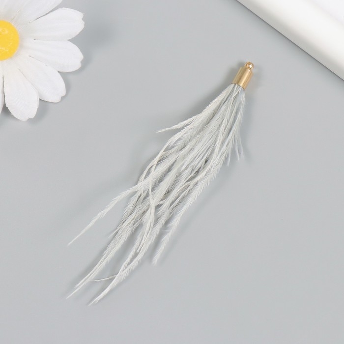 Декор для творчества перо Декор для творчества перо "Кисть Страус" набор 2 шт серый 9х0,5 см