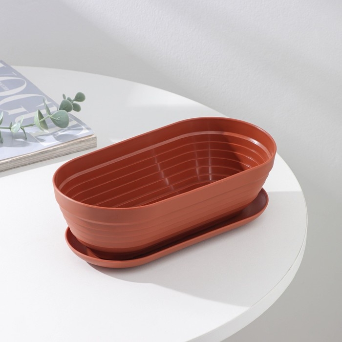 Горшок для кактуса с поддоном «Алиса», 0,9 л, h=7 см, цвет терракот Горшок для кактуса с поддоном «Алиса», 0,9 л, h=7 см, цвет терракот