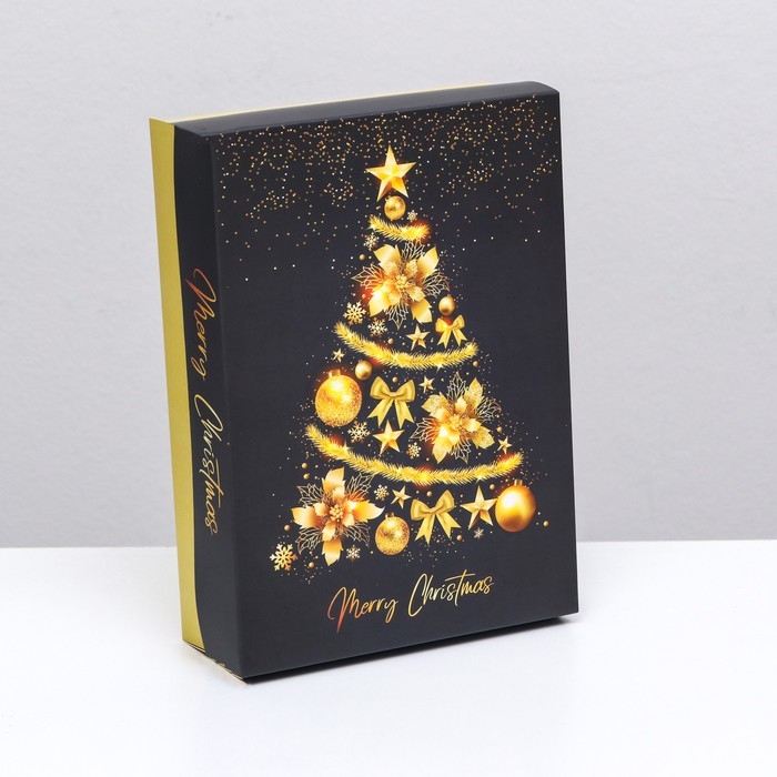 Новый год. Коробка подарочная новогодняя складная, Новый год. Коробка подарочная новогодняя складная, "Ёлка желаний", 21 х 15 х 5,7 см
