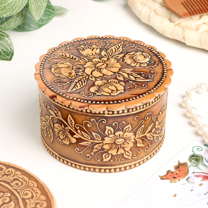Шкатулка  Шкатулка "Ромашки", 80 х 40 мм, береста