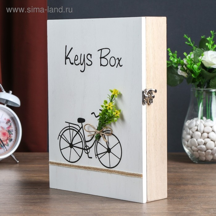 Ключница дерево 6 крючков Ключница дерево 6 крючков "Велосипед с цветами" 26х19,5х5,5 см